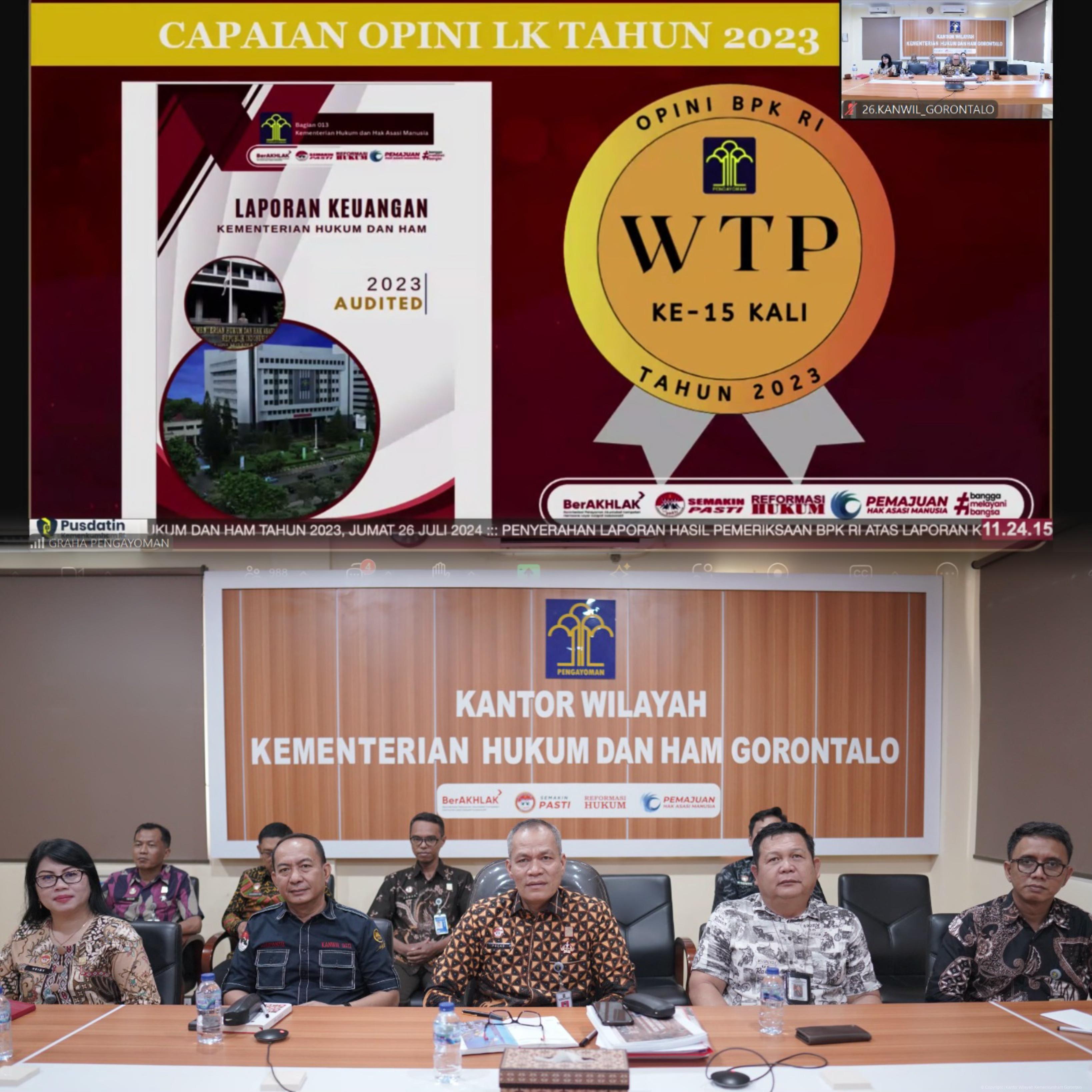 Kumham Kembali WTP, Kemenkumham Gorontalo Fokus Transparansi Pengelolaan Keuangan 2024